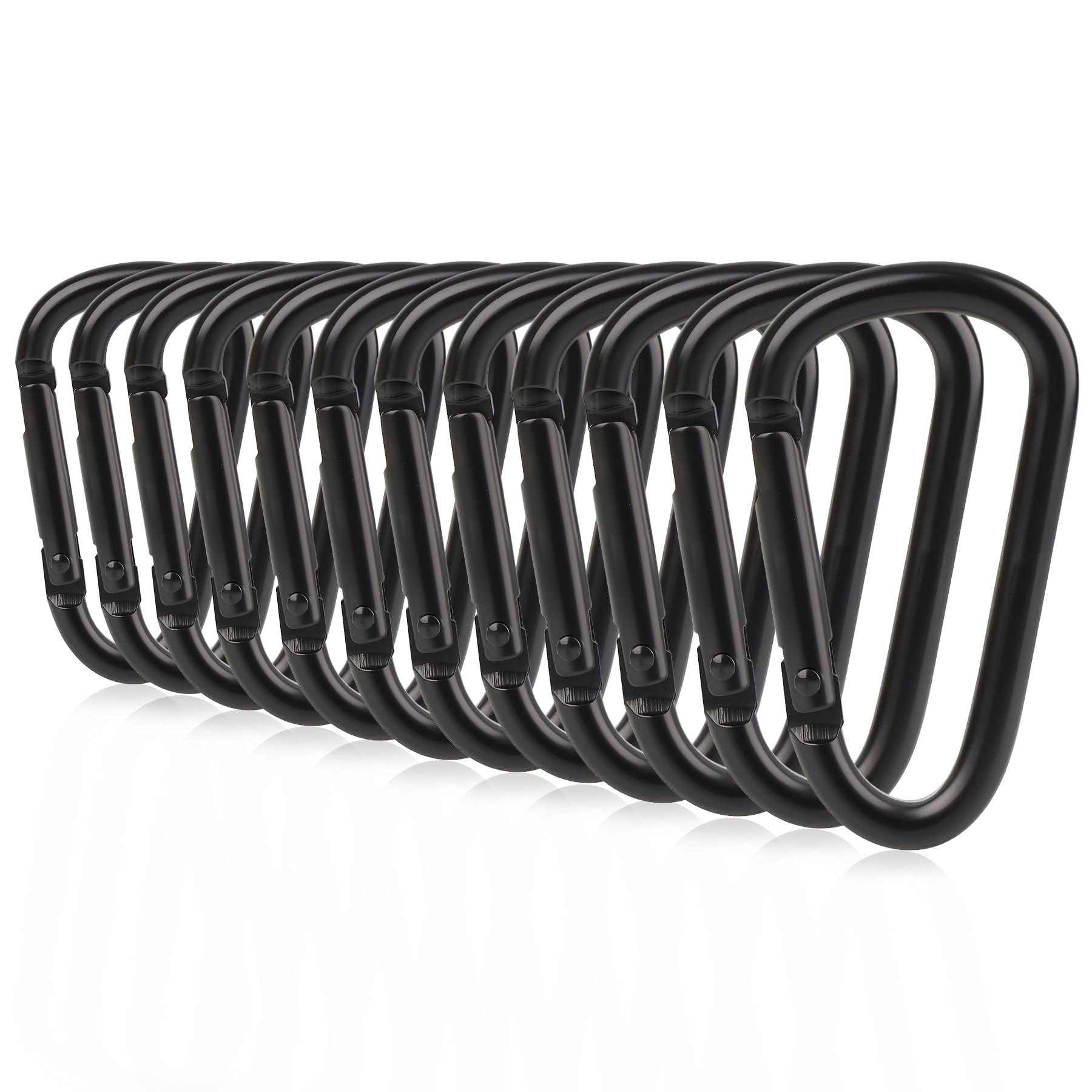 Booms Fishing Cc2 Carabiner Clip, Small Carabiner Keychain, Multi-Use Aluminium D Ring Caribeener Clips, 12Pcs 1.57 Black