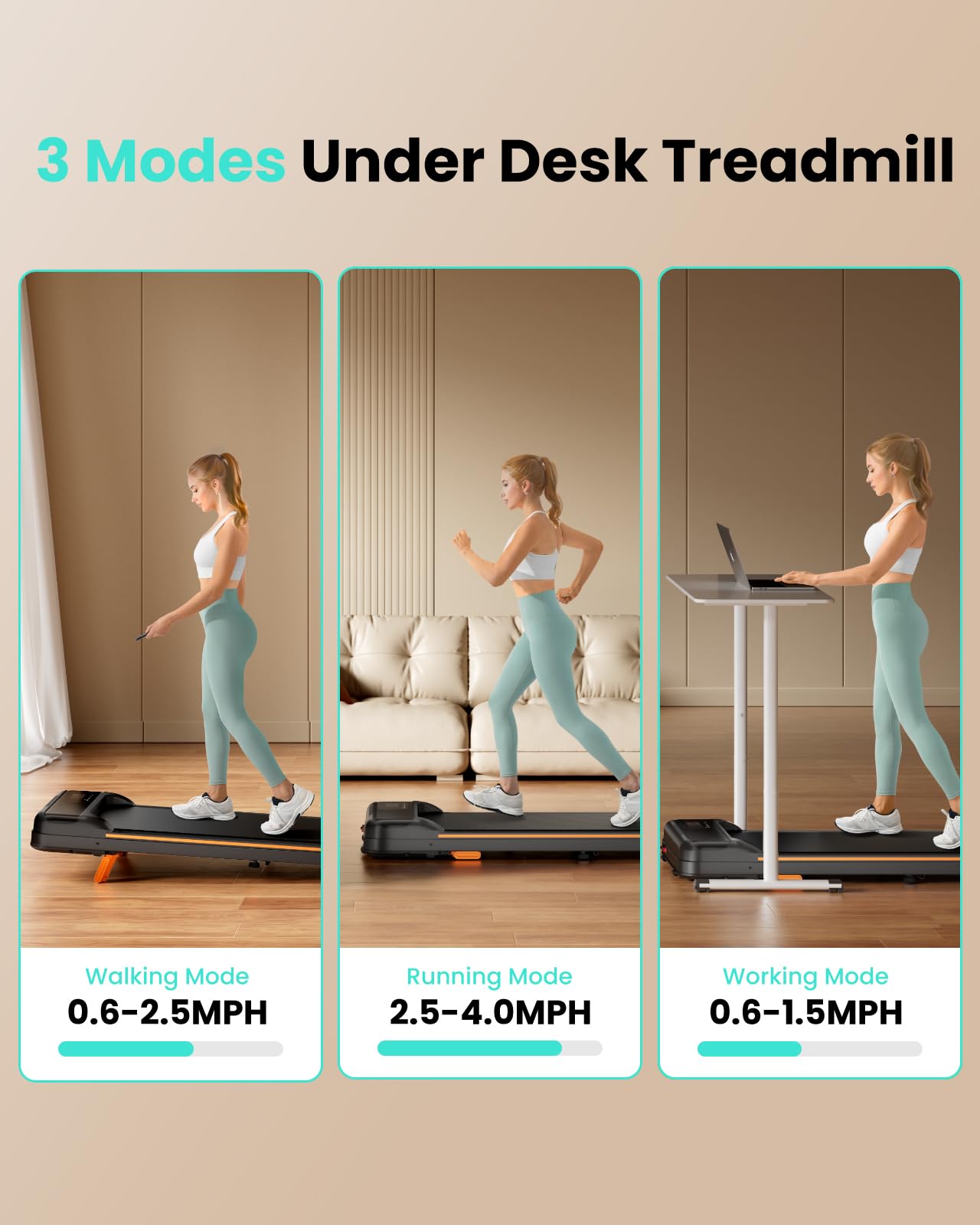 Abonow Walking Pad, Under Desk Treadmill With Incline For Home Office 2.5Hp Portable Walking Treadmill With 280 Lbs Weight Capac