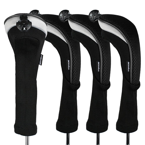 Andux 4Pcs/Pack Long Neck Golf Hybrid Club Head Covers Dial No. Tag Ctmt-02 Black
