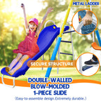 4-In-1 Heavy Duty Swing Set For Backyard - Large Metal Frame With Saucer Swings, Sandbox, Basketball Hoop & Single Swing Seat |