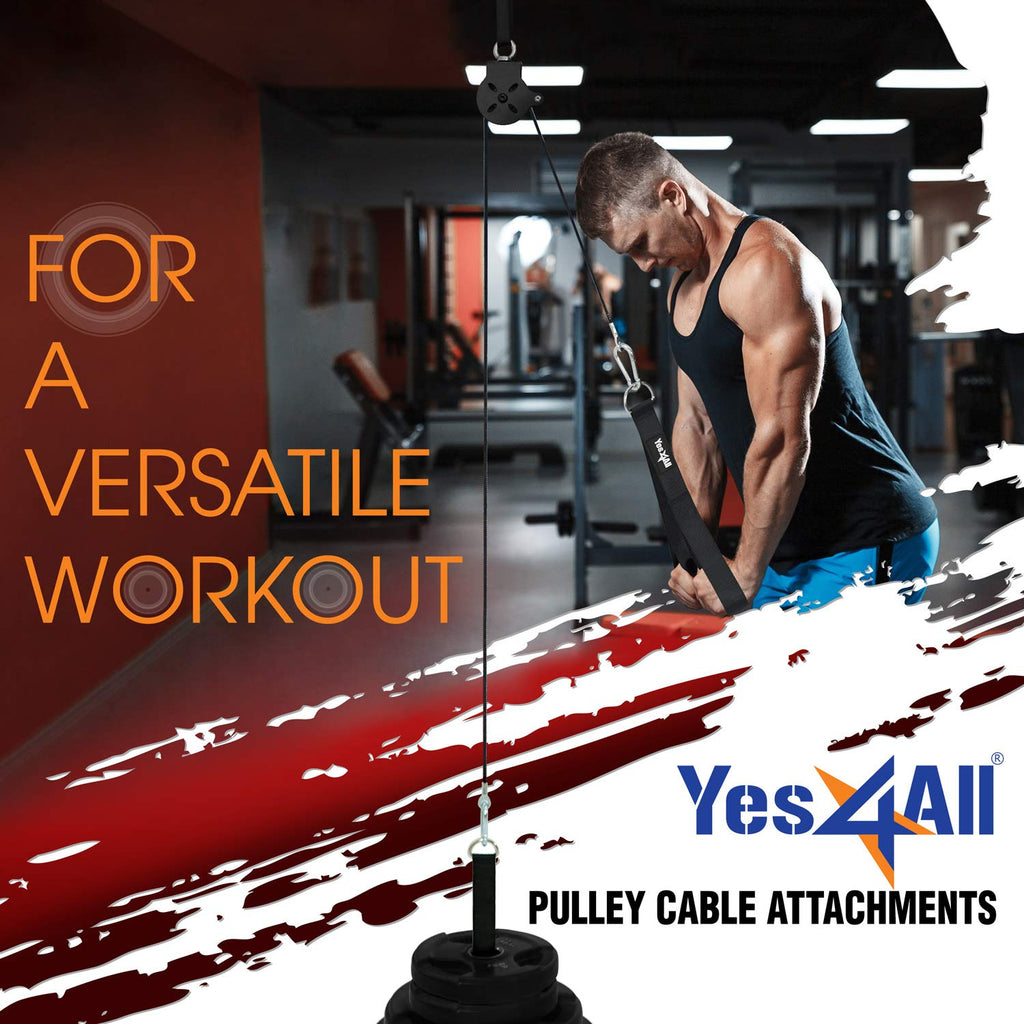 Yes4All Cable Pulley Attachment Single Set - 2-Inch Olympic Bars Compatible Lat Pulldown Pulley & Home Gym Pulley, A. Black - Si