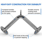Yes4All Lat Cable Attachment, Tricep Press Down Bar With Diamond Knurl Handle, Support Up To 880 Lbs (Chrome - V Shaped Bar)
