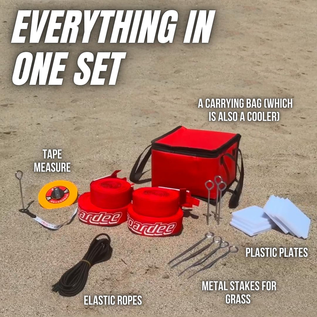 Boardee Professional Beach Volleyball Court Lines - Adjustable (26.3' X 52.6' Or 29.5' X 59.05') - 2-Inch Wide Durable Sand Boun