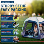 Fofana Pop Up Tents For Camping - 4-Person Dome, Blue - Windproof & Water-Resistant Cold Weather Tent & Pop Up Shelter With 270-