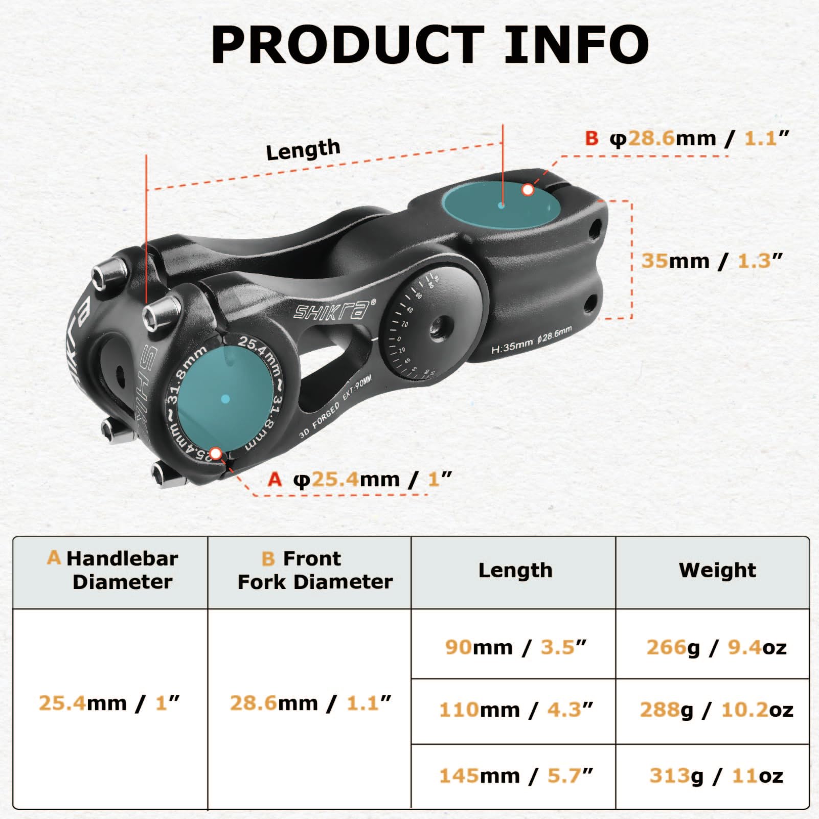 Yapjeb Bike Stem 25.4 90Mm 85 Degree Adjustable Bike Stem Mountain Bike Stem Short Handlebar Stem Riser For Bicycle, Road Bike,