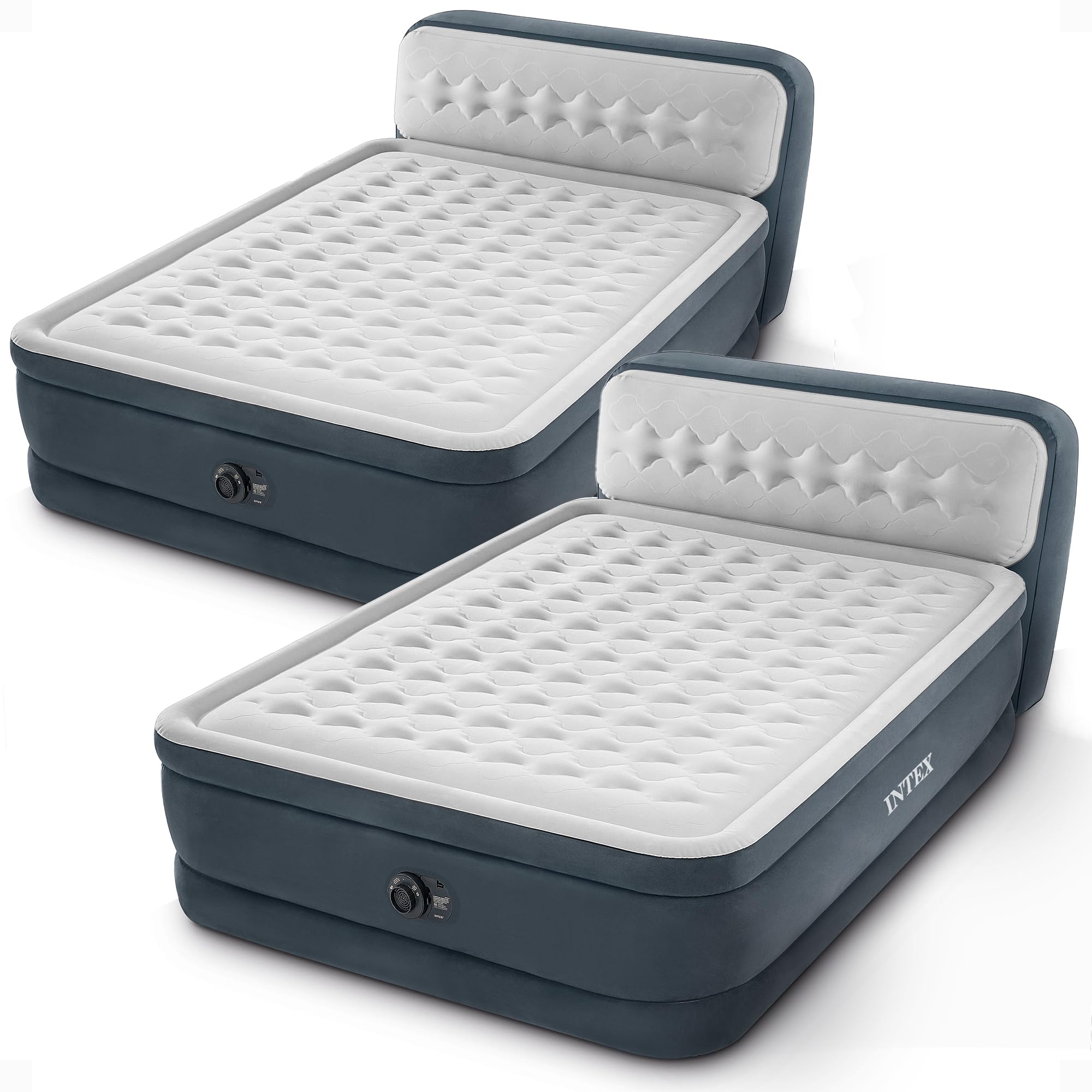 Intex Dura-Beam 18-Inch Deluxe Queen Sized Air Mattress Comforting Bed With Built-In Electric Pump And Ultra Plush Supportive He