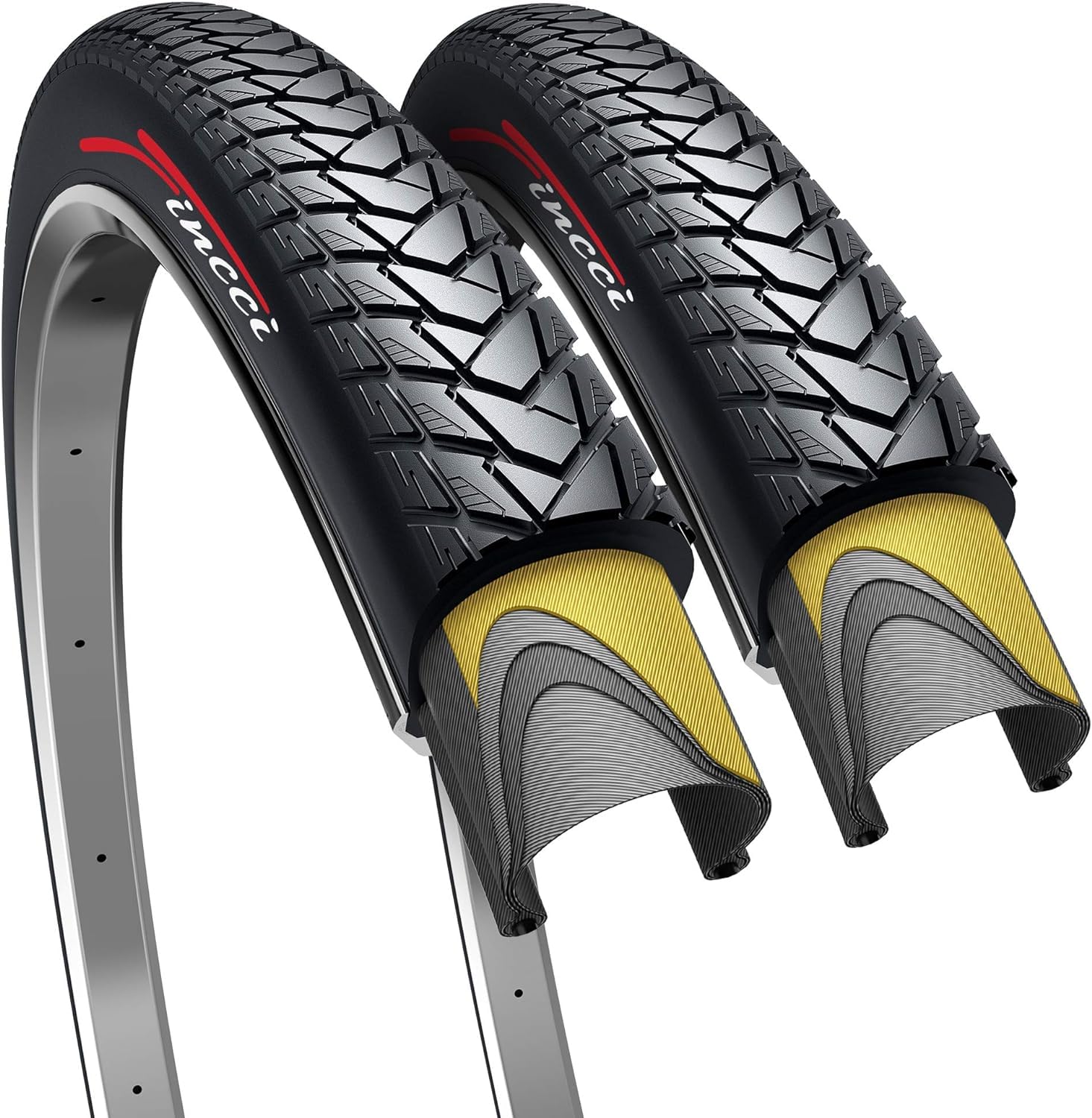 Fincci Pair 700X35C Tire 37-622 Foldable 60 Tpi City Commuter Tires With Nylon Protection For Cycle Road Mountain Mtb Hybrid Tou