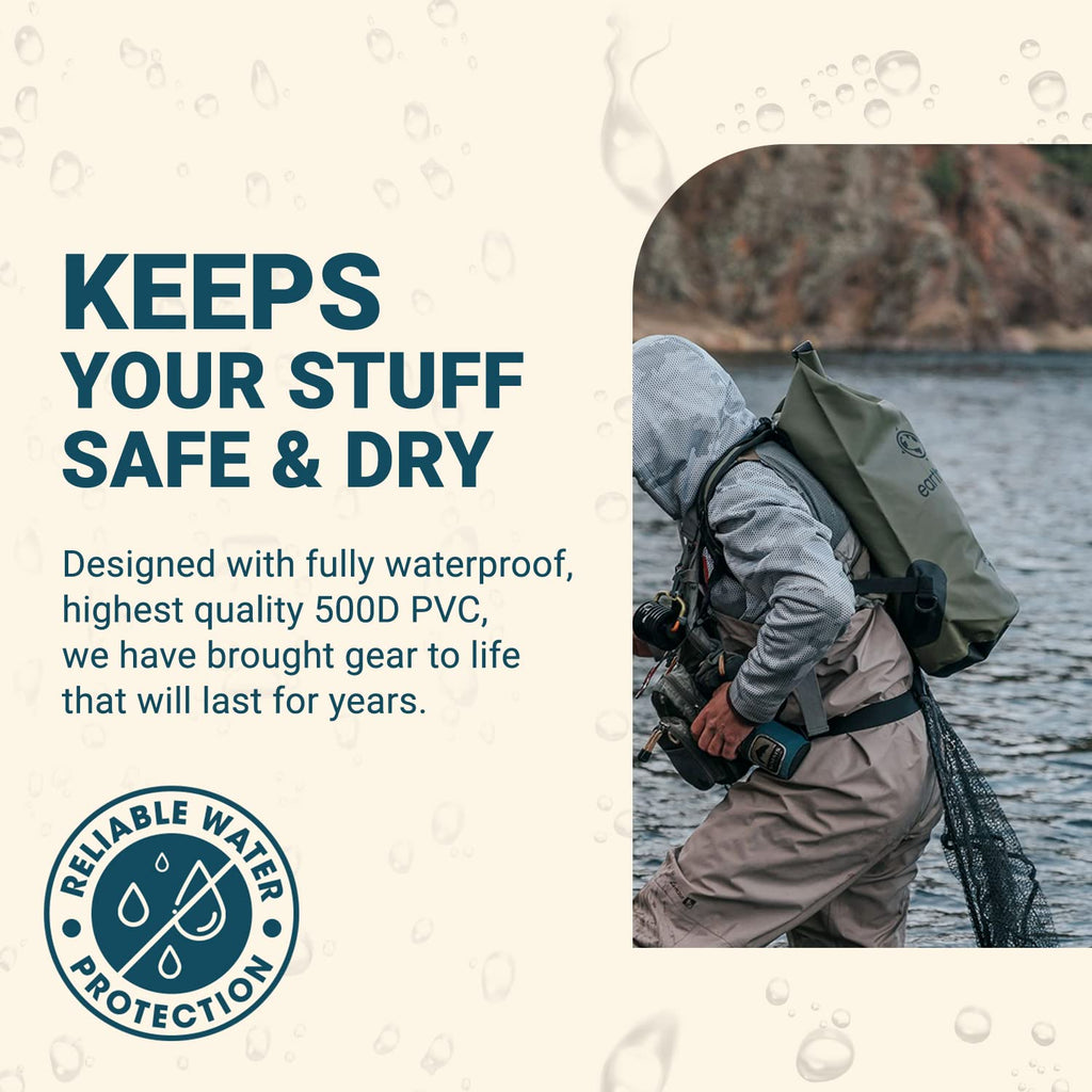 Earth Pak -Waterproof Dry Bag - Roll Top Dry Compression Sack Keeps Gear Dry For Kayaking, Beach, Rafting, Boating, Hiking, Camp