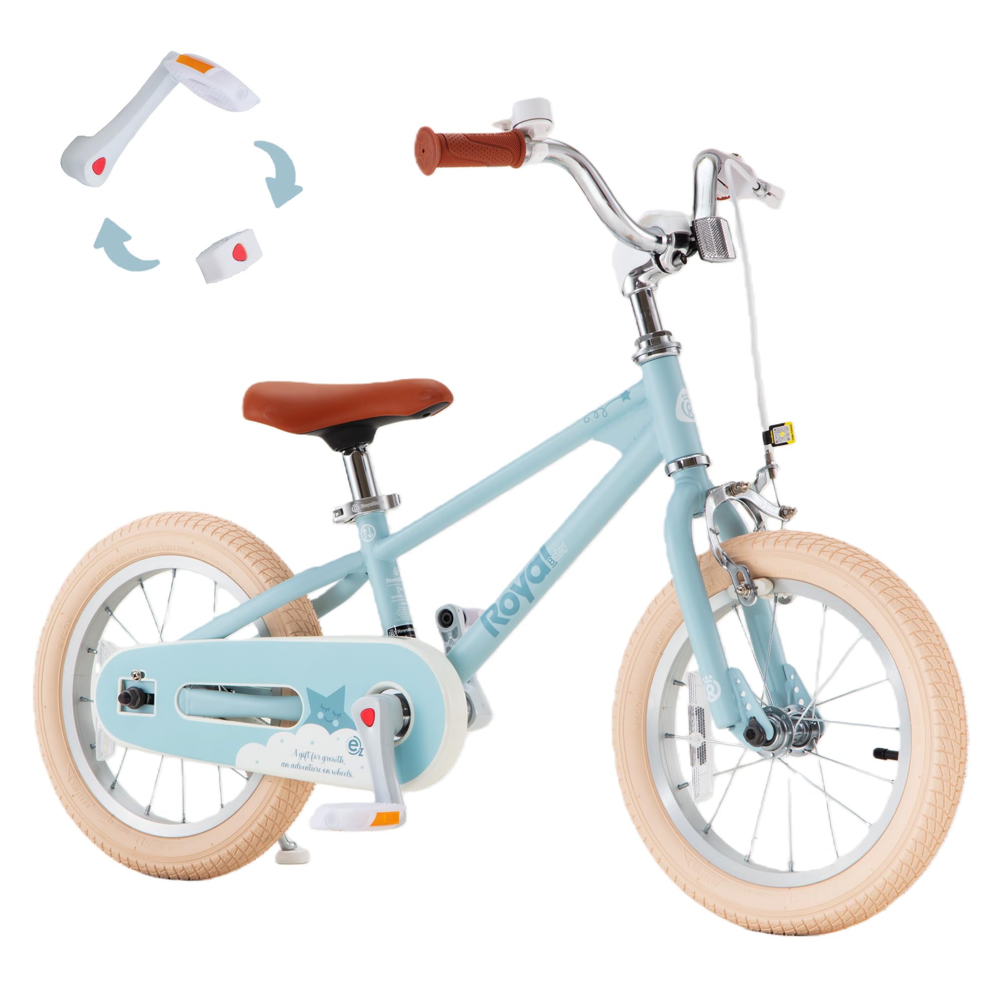 RoyalBaby EZ Kids Bike,14 Inch Convertible Balance to Pedal Bike for Boys & Girls,Beginner Bicycle for Ages 3-5 Years,Blue