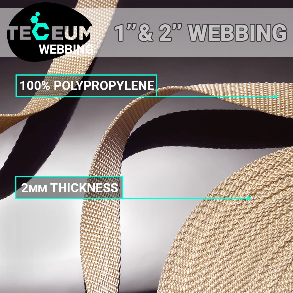 Teceum 1 Inch Webbing - Tan - 25 Yards - 1    Webbing For Climbing Outdoors Indoors Crafting Diy