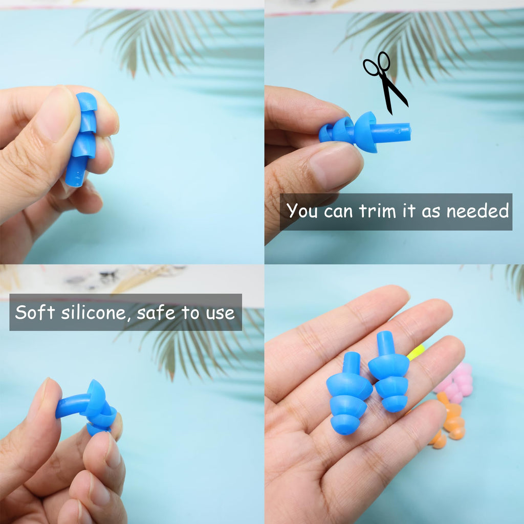 Honbay 6Pairs Reusable Silicone Swimming Earplugs Soft And Flexible Ear Plugs For Swimming, Learning, Hearing Protection, Concer