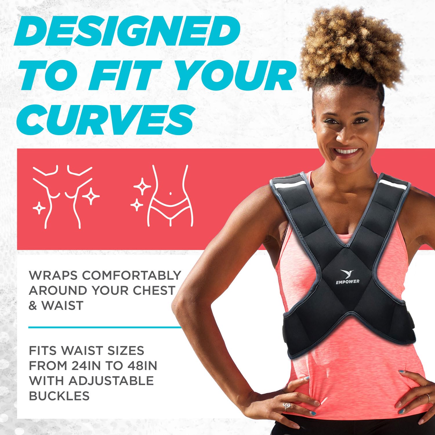 Empower Weighted Vest For Women - Workout Vest - Fixed 8Lbs Or Adjustable 10-12-14-16Lbs - Adds Resistance To Fitness Routine -