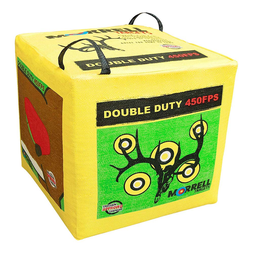 Morrell Double Duty 450 Fps Cube Field Point Archery Bag Target With Traditional Bullseyes, Nine-Ball, Dartboard Game, And Deer 