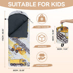 Kids Sleeping Bag For Camping - Lightweight 3 Season Child Backpacking Sleeping Bag For Girls And Boys, Waterproof Cmpact Youth