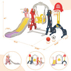 Neekoy 6-In-1 Toddler Slide And Swing Set For Kids, Toddler Swing With Basketball Hoop, Suitable For Outdoor Indoor Playground F