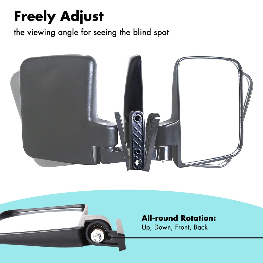 10L0L Golf Cart Side Mirrors Compatible With Yamaha Club Car Ez-Go And Others Round Or Square Tube Golf Cart Roof Bracket, No-Dr