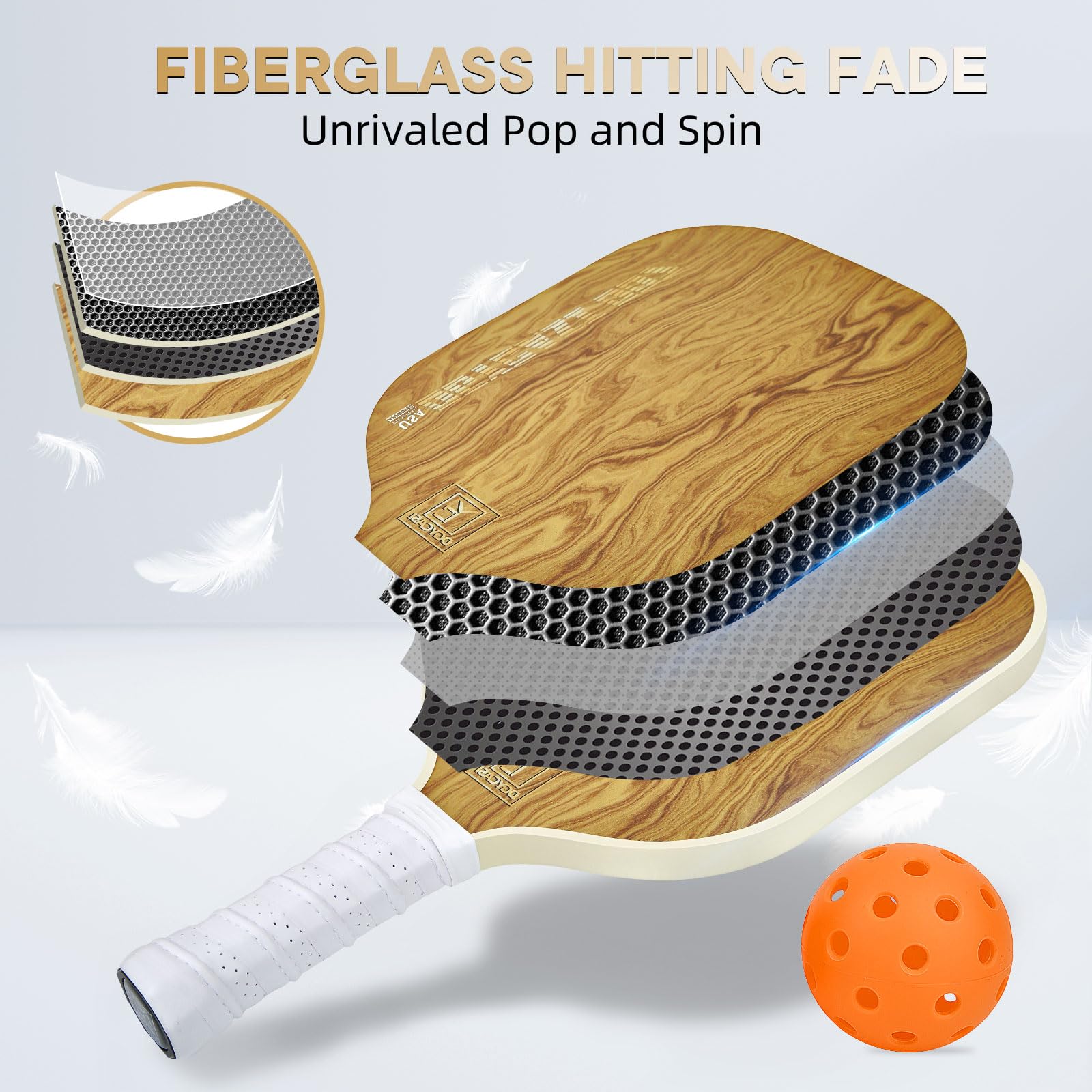13 Mm Pickleball Paddles Set Of 2, 2023 Usapa Approved, Carbon Fiber Surface (Chs), Polypropylene Honeycomb Core, Anti-Slip Swea