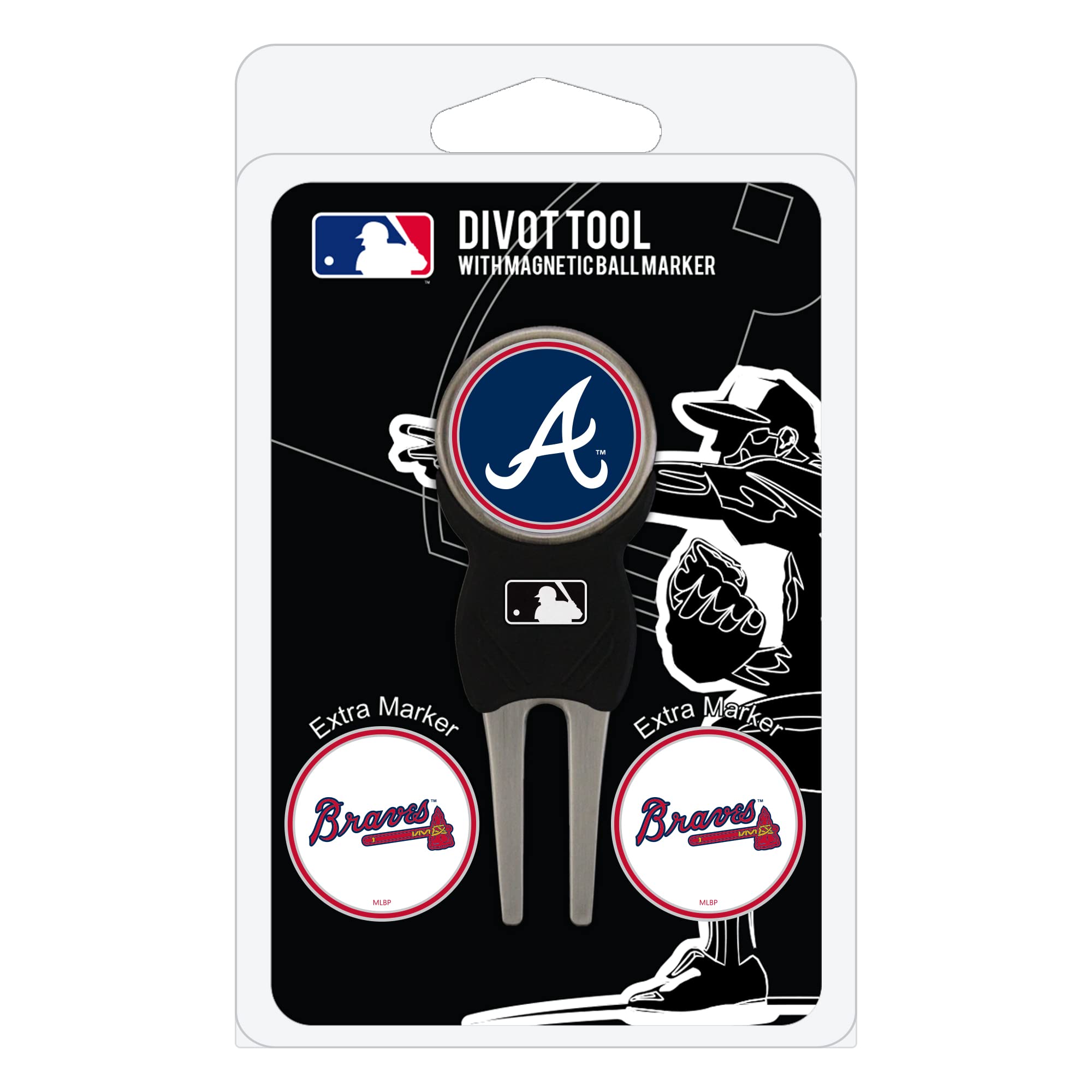 Team Golf Mlb Atlanta Braves Divot Tool Pack With 3 Golf Ball Markers Divot Tool With 3 Golf Ball Markers Pack, Markers Are Remo