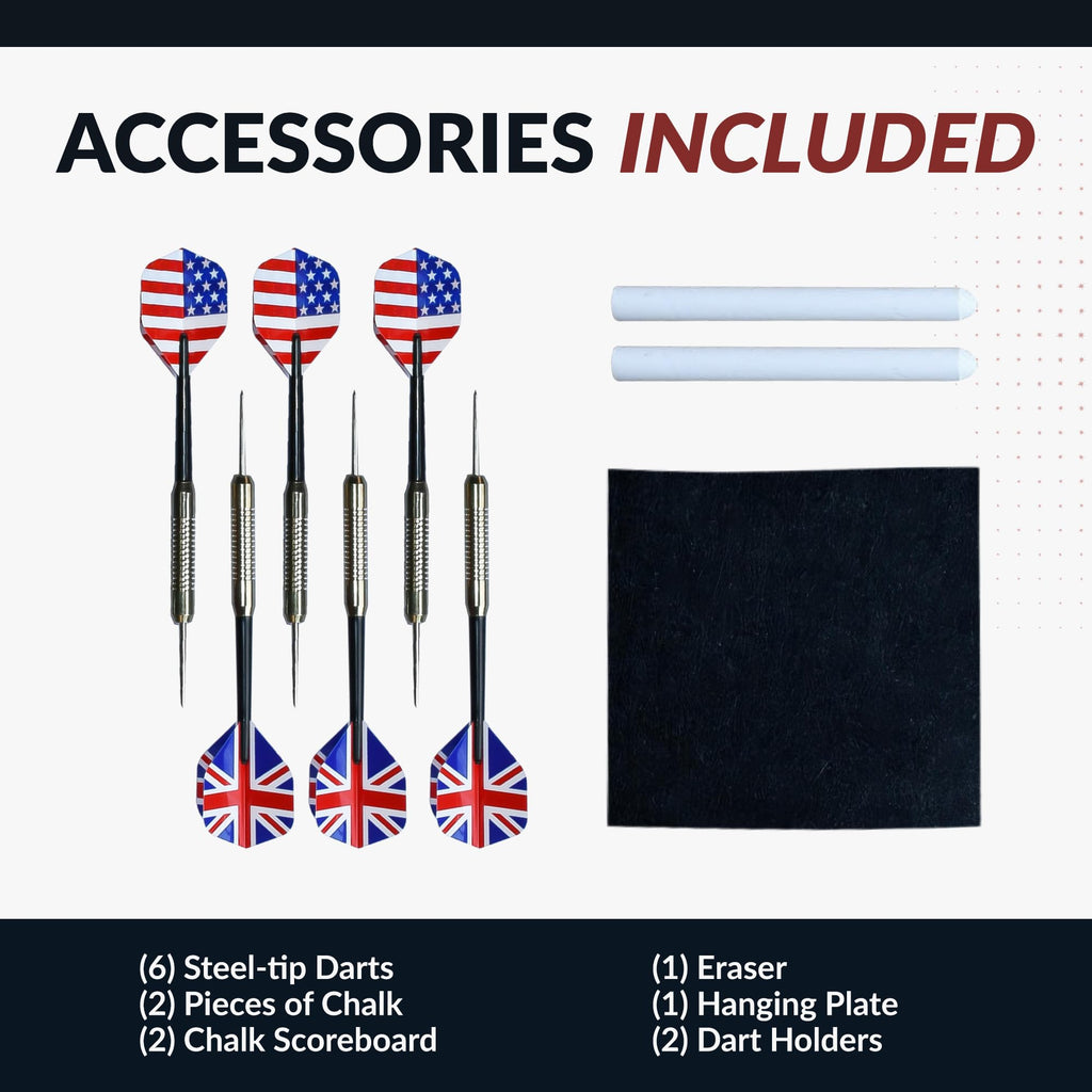 Hathaway Geneva Dartboard And Cabinet Set - Includes 18-In Dartboard, Steel-Tip Darts, Chalk Scoreboards - Perfect For Family Ga