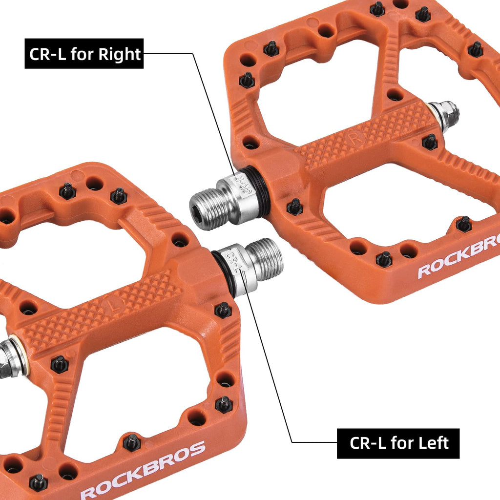 Rockbros Mountain Bike Pedals Flat Mtb Pedals Nylon Fiber Bicycle Platform Pedals For Road Mountain Bmx Mtb Bikes Orange