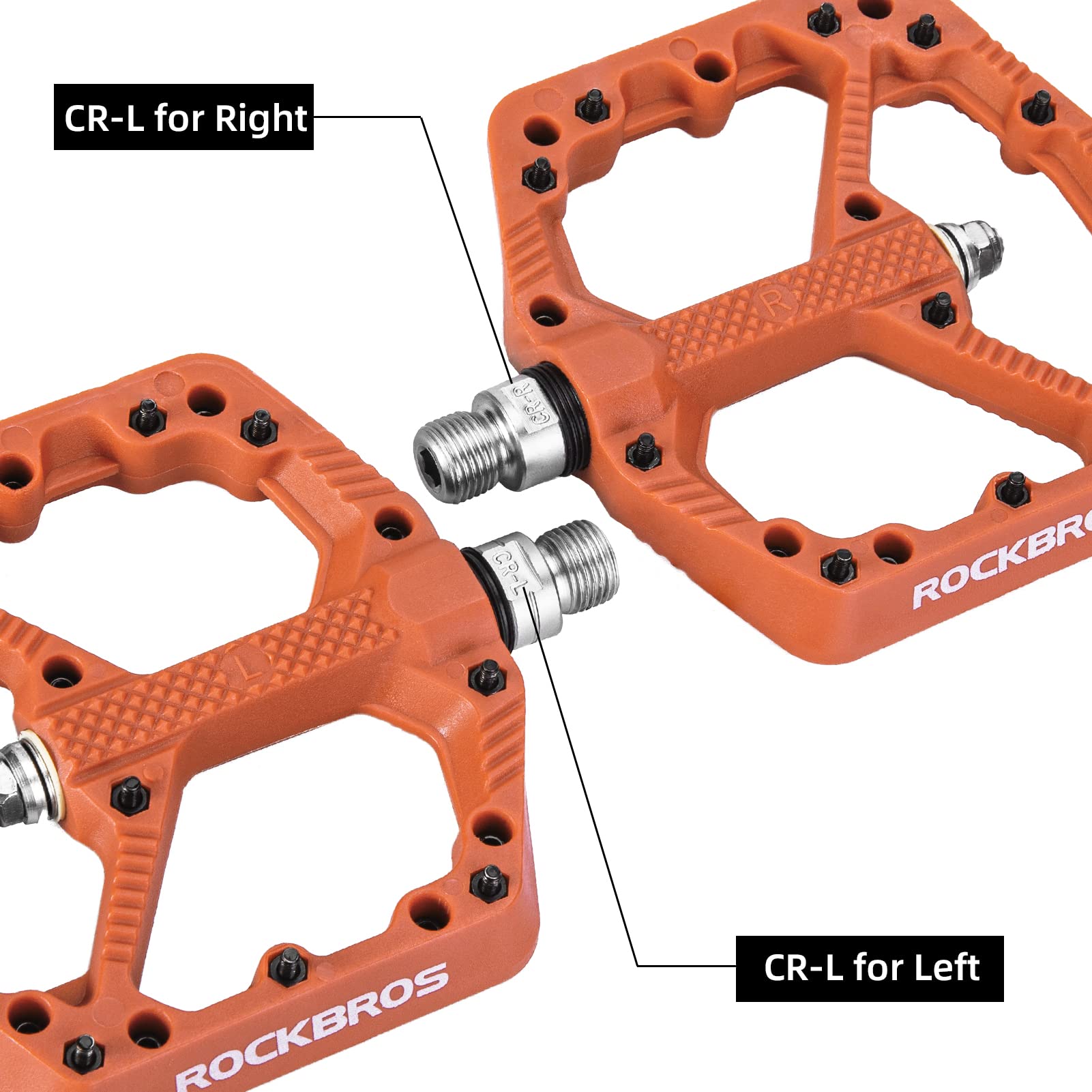 Rockbros Mountain Bike Pedals Flat Mtb Pedals Nylon Fiber Bicycle Platform Pedals For Road Mountain Bmx Mtb Bikes Orange