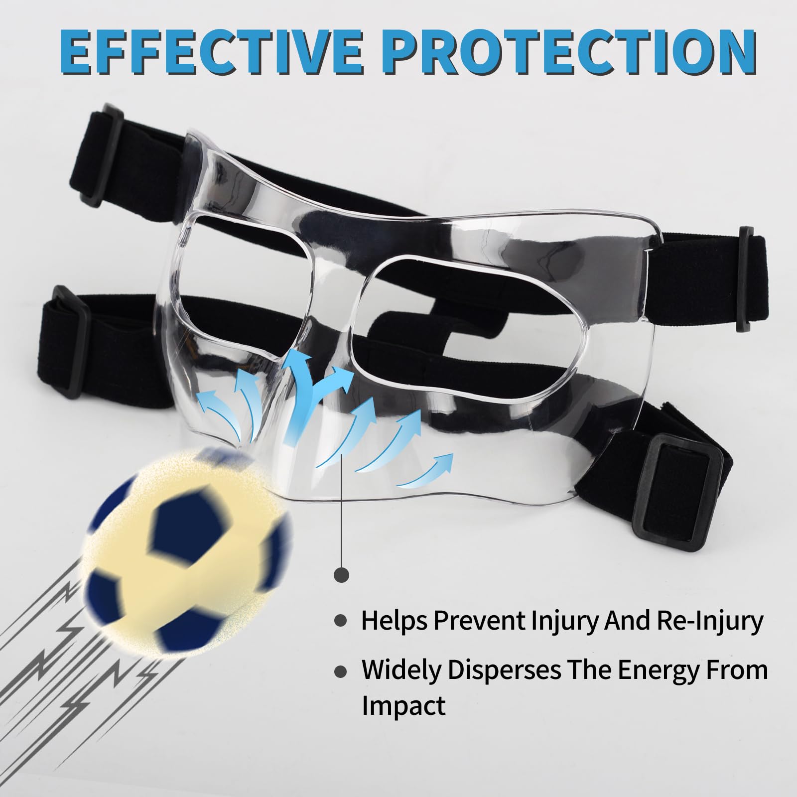 Hiaaro Nose Guard For Broken Nose, Face Shield Masks For Soccer, Basketball, And Other Sports Protect, Adjustable, And Clear For