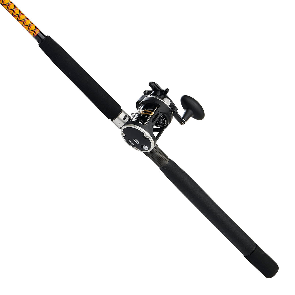 Ugly Stik Bigwater Casting Fishing Rod & Penn Rival Level Wind Conventional Reel Combo, Black/Red/Yellow