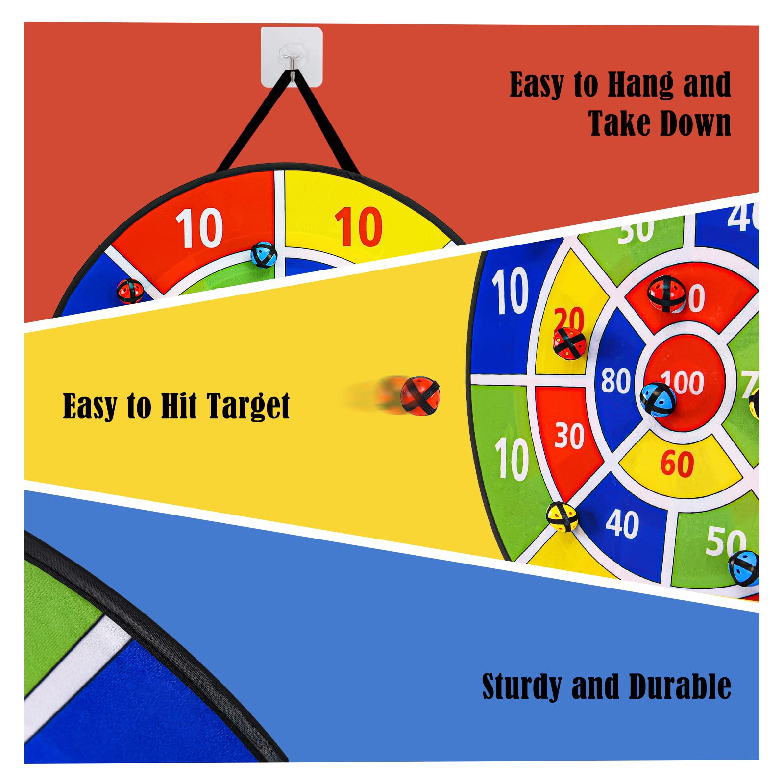 29'' Dart Board With Balls For Kids Gifts Toys For Boys Kids Age 8-12, Kids Dart Board Game With Sticky Balls Board Games For Ki