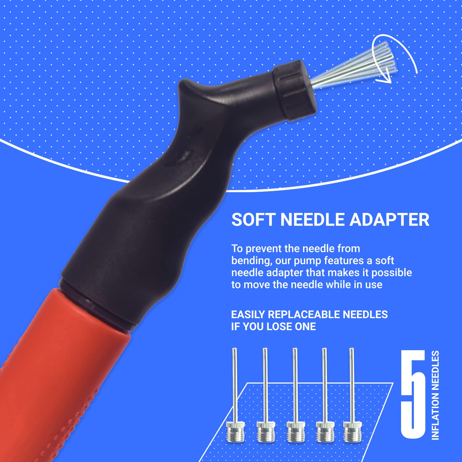Sportbit Ball Pump For Sports Balls - Push & Pull Inflating System - Hand Pump For All Exercise Balls - Volleyball Pump, Basketb