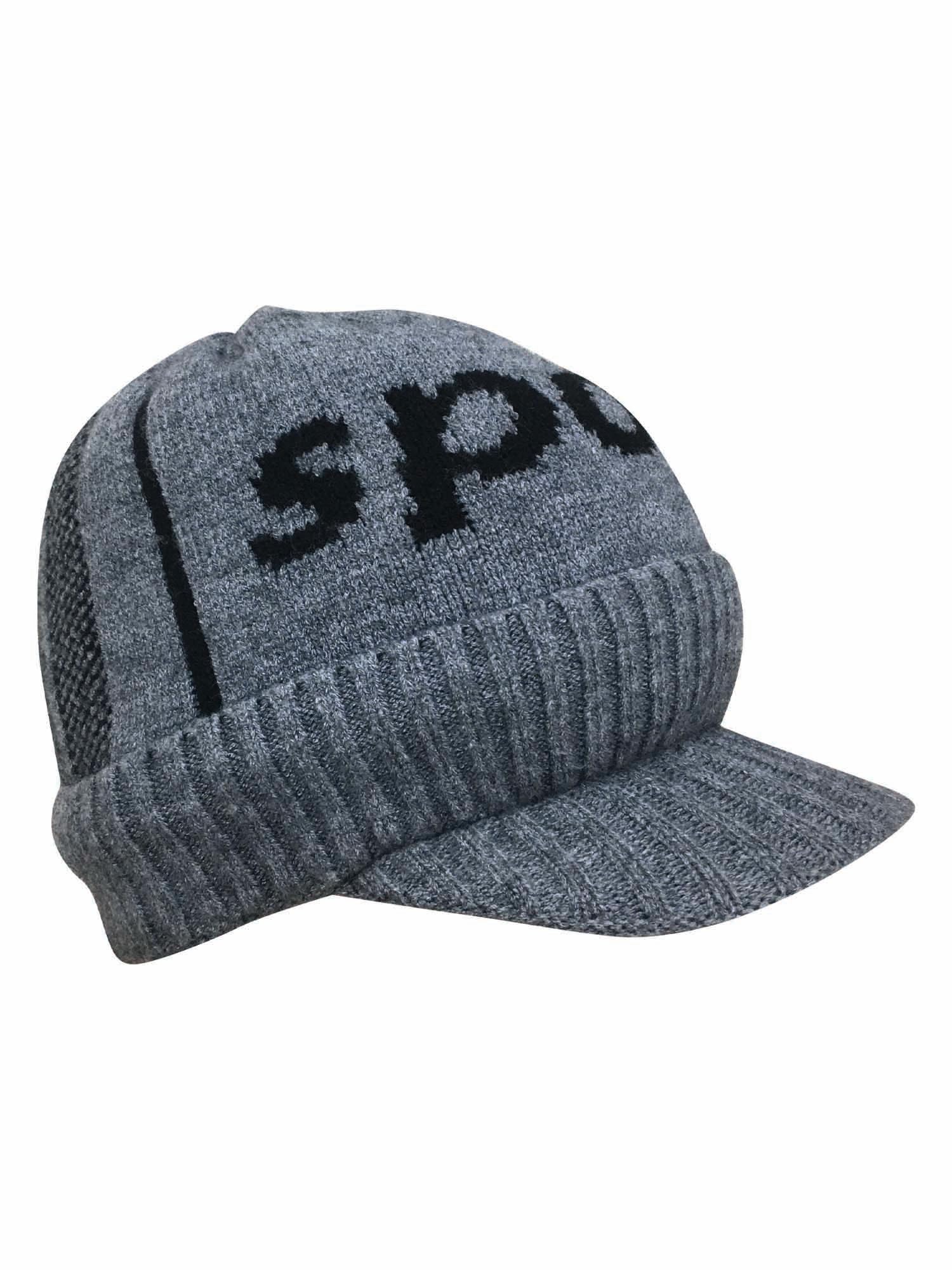 Gajraj Unisex Woolen Sports Cap/Winter Cap/Beanie Cap/Visor Cap With Fur Lining (Grey)
