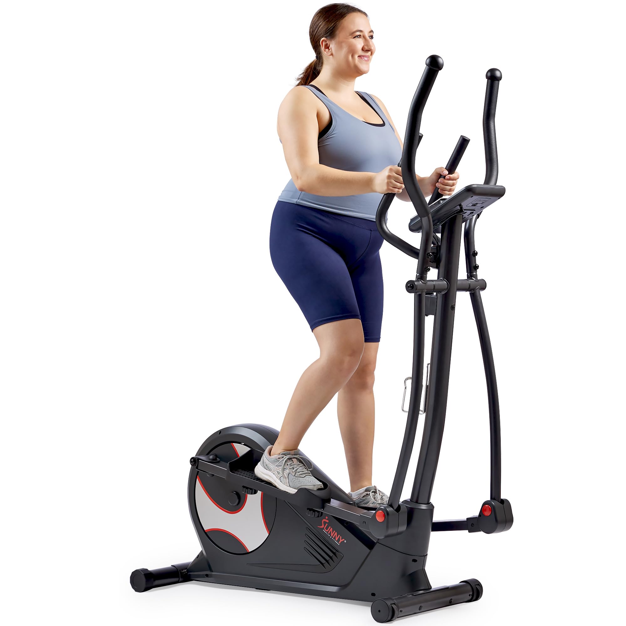 Sunny Health & Fitness Heavy-Duty Smart Elliptical Trainer, 300Lb Load Equipment For Indoor Cardio Exercise, Adjustable Resistan