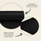 Retrospec Laguna Yoga Mat For Women & Men - Thick, Non Slip Exercise Mat For Home Workout, Black