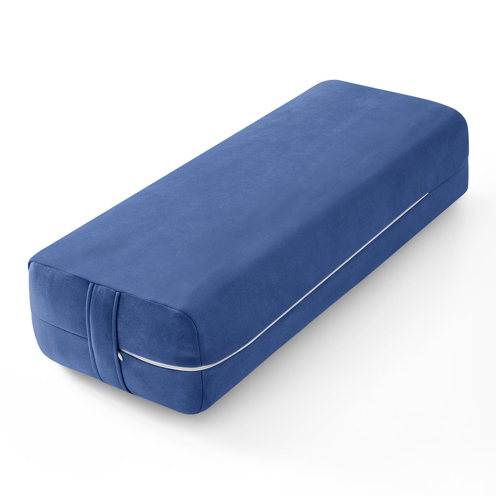 Wellsin Yoga Bolster Pillow for Restorative - Yoga Meditation Pillow with Washable Suede Cover, 27X10 X5.5, Blue