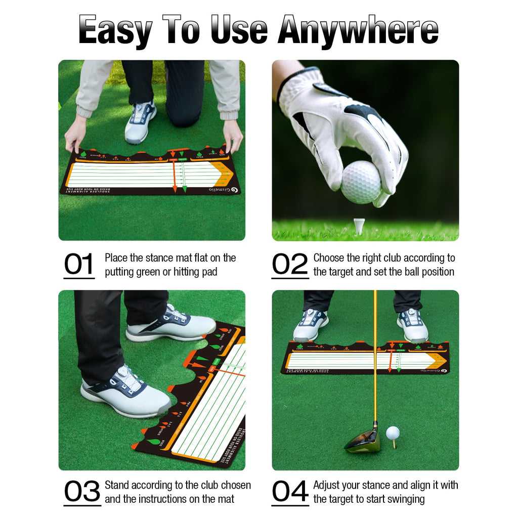 Gismelio Golf Training Mat For Beginners  Posture Assistance And Entry-Level Stance Corrector Trainer With Golf Training Aid And