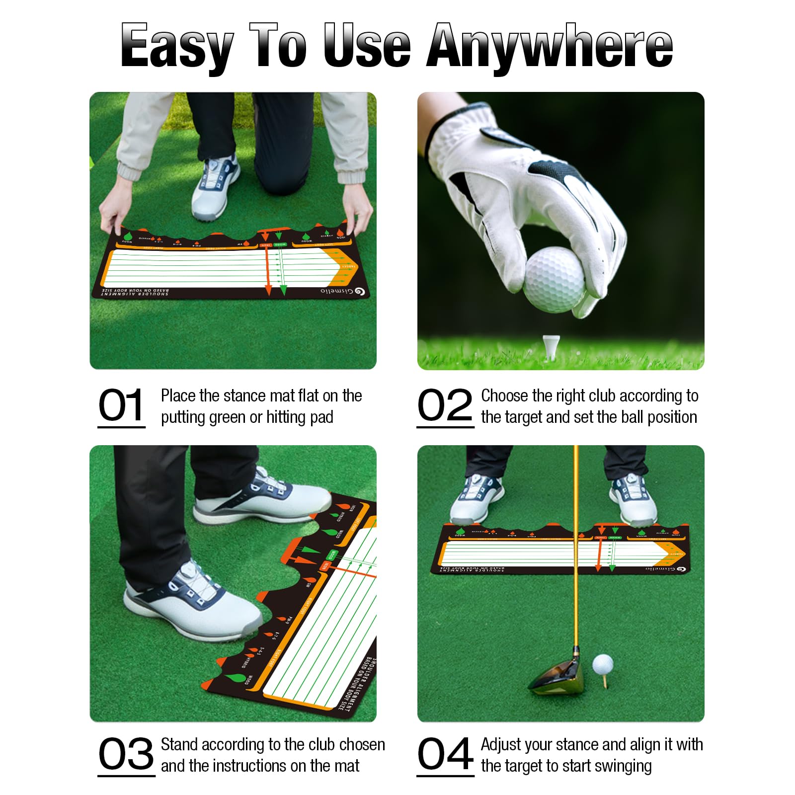 Gismelio Golf Training Mat For Beginners  Posture Assistance And Entry-Level Stance Corrector Trainer With Golf Training Aid And