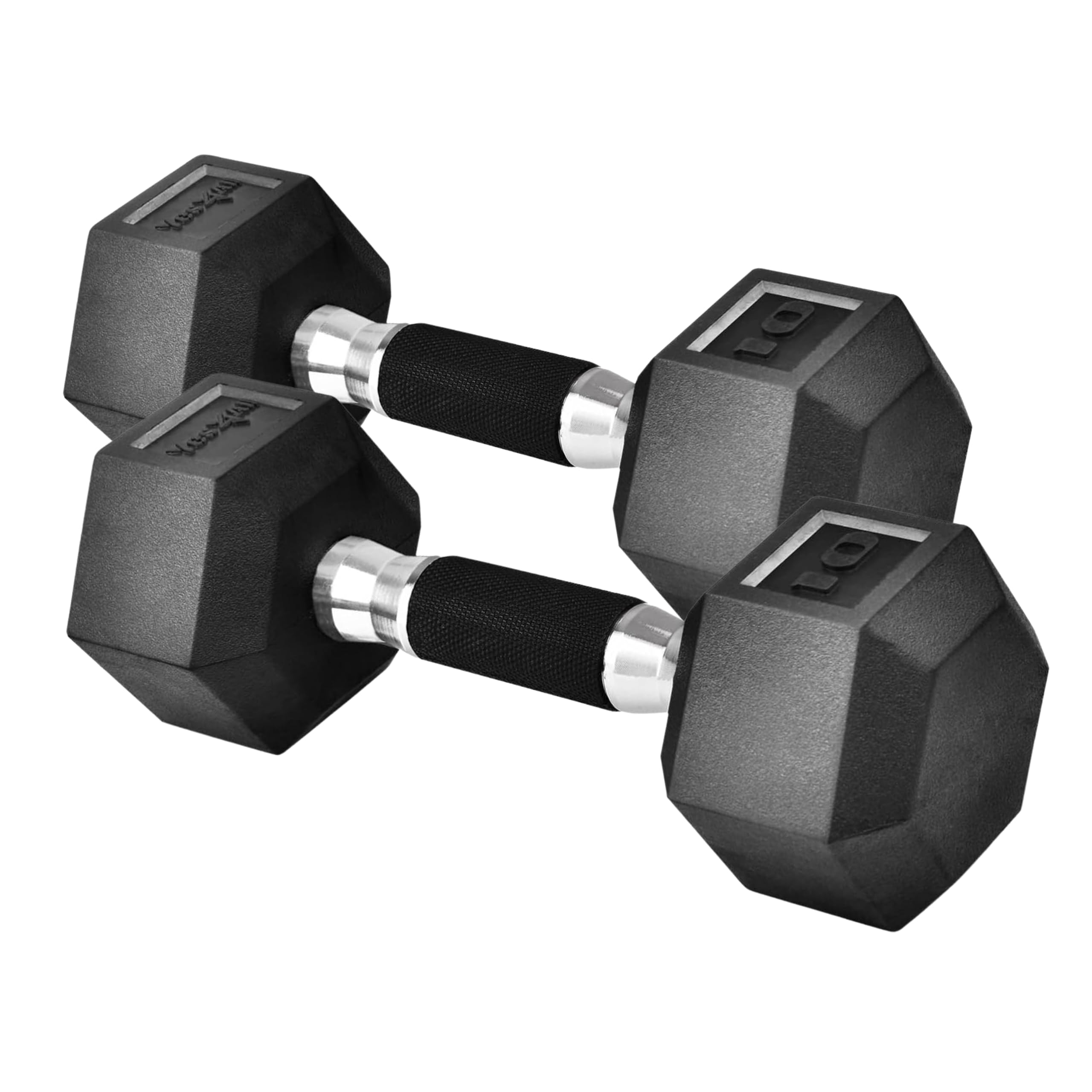Yes4All 10 LBS Pair Rubber Encased Exercise & Fitness Hex Dumbbell Set, Hand Weight