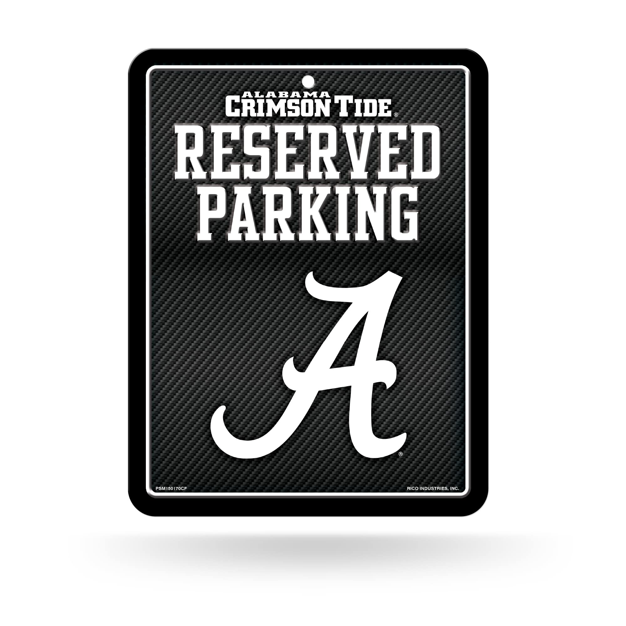 Rico Industries NCAA Alabama Crimson Tide Metal Parking Sign 8.5 x 11 Carbon Fiber Metal Parking Sign - Great for Man Cave, Bed 