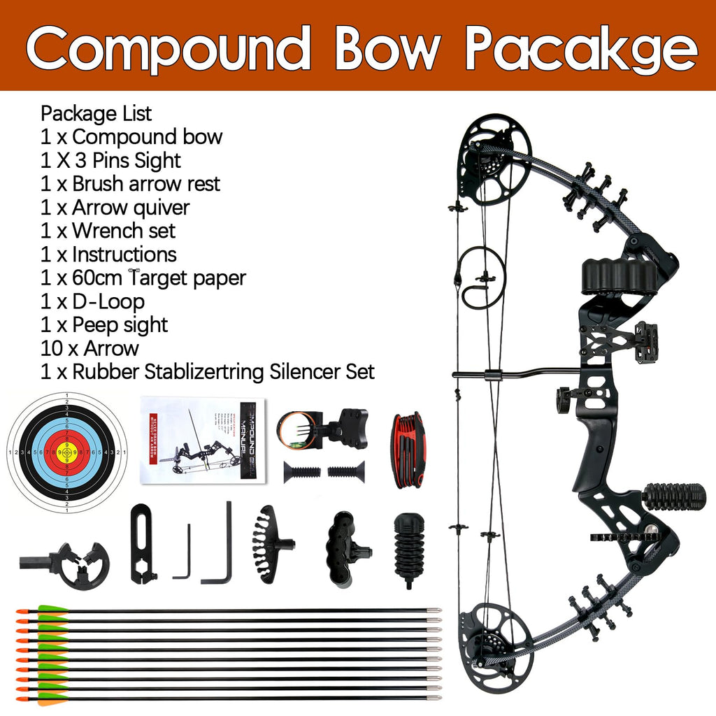Wuxlisty Youth Compound Bow Set 15-45 Lbs For Teens And Beginner, Package With Archery Hunting Equipment, Max Speed 320Fps, Adju