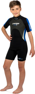 Cressi Med X 2.5 mm Junior Short Sleeves Short Wetsuits, Black/Blue, L