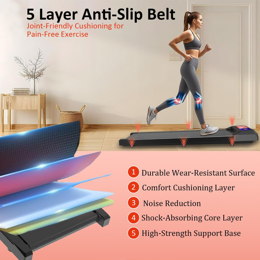 Walking Treadmill Pad, Under Desk Treadmills With Incline For Home Office,2.5 Hp Portable Walking Machine With 265 Lbs, Remote C