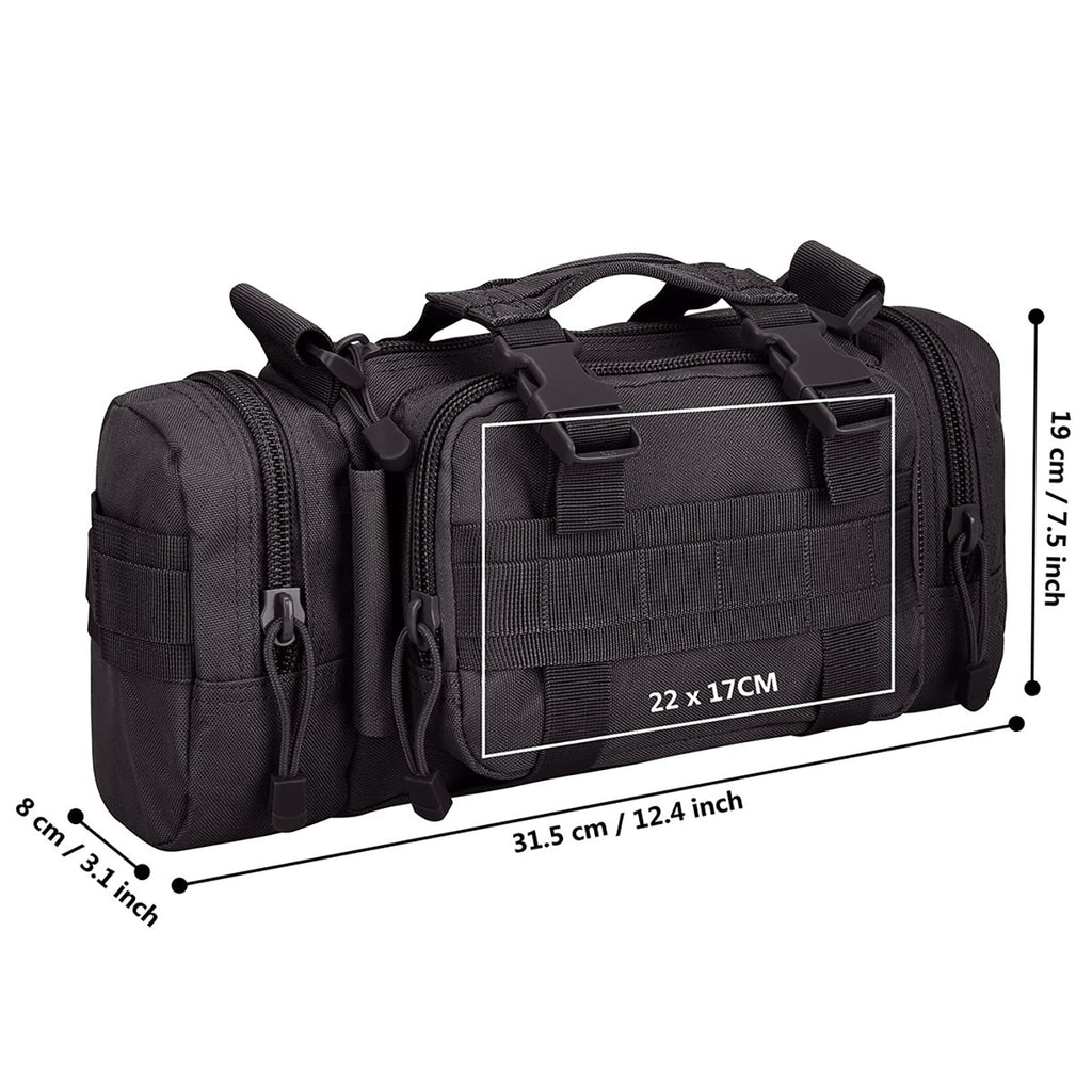 G4Free Deployment Bag Versatile Tactical Waist Pack,Hand Carry Camping Military Style Rucksack(Black)