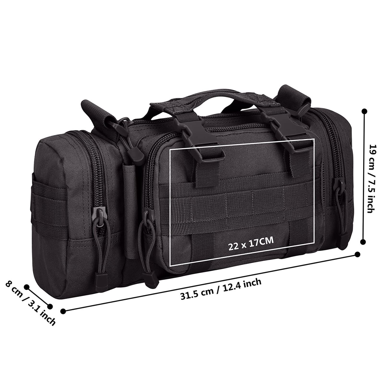 G4Free Deployment Bag Versatile Tactical Waist Pack,Hand Carry Camping Military Style Rucksack(Black)