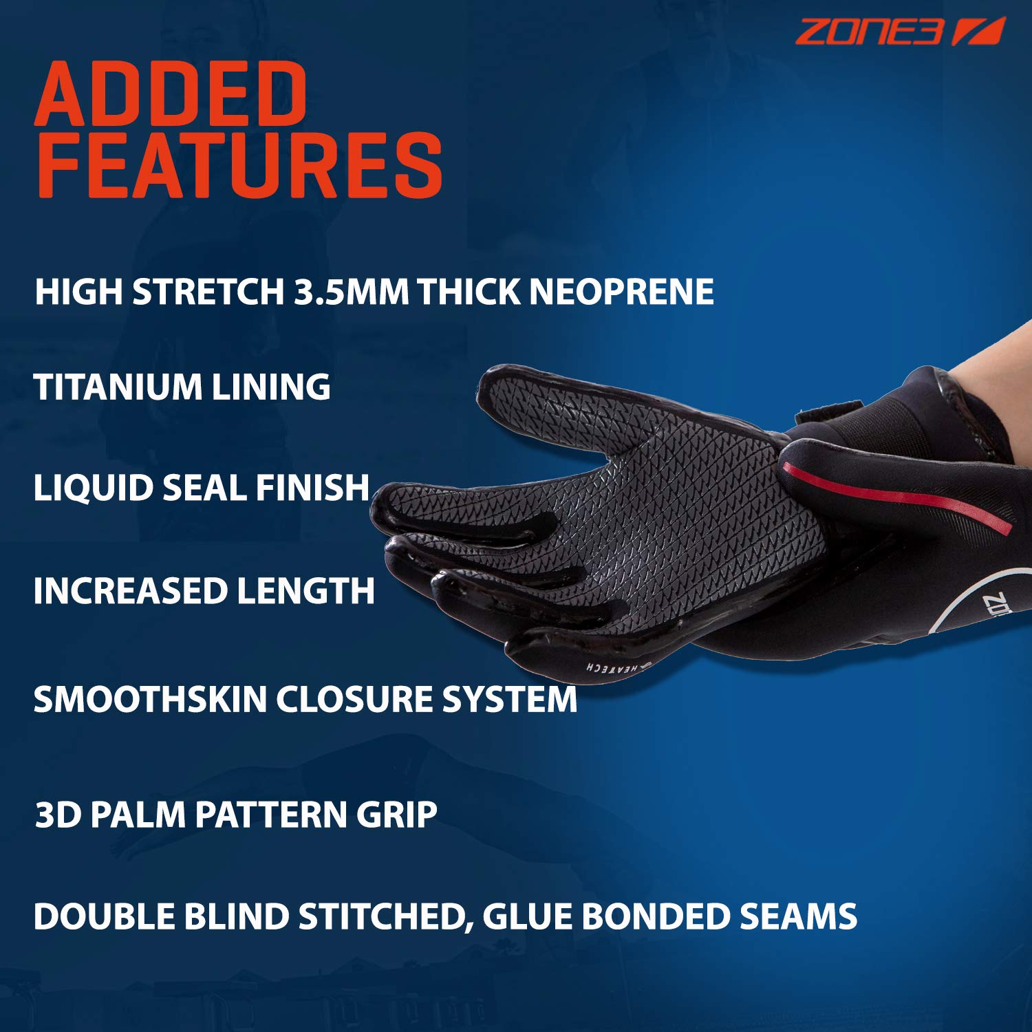 Zone3 Neoprene Heat-Tech Warmth Swim Gloves For Men/Women Open Water Swimming, Diving, Snorkeling Thermal Wetsuit Gloves/Unisex