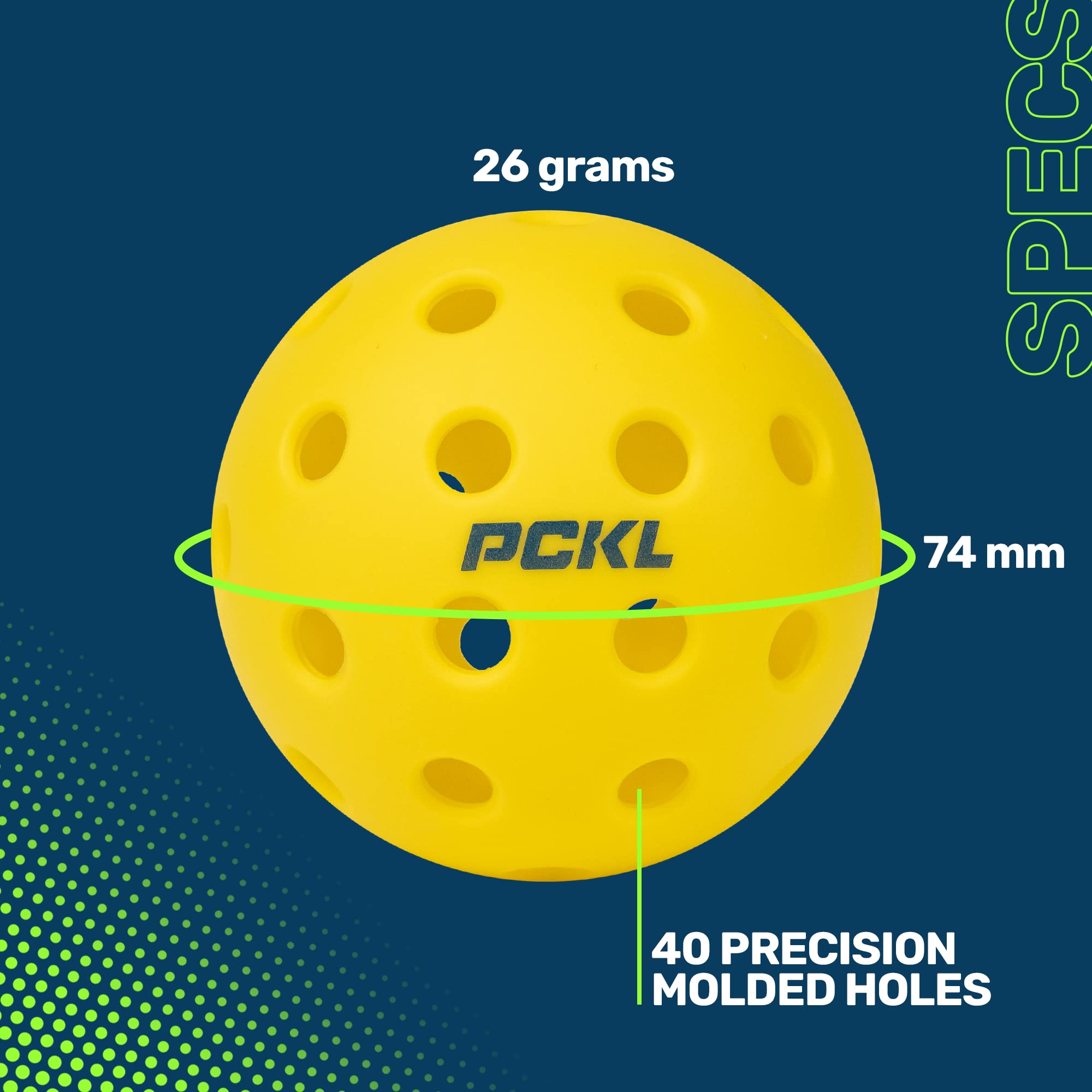 Pckl Optic Speed Pickleballs  Indoor & Outdoor  4 Balls  Built To Usapa Specifications (Outdoor Yellow)