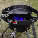 OuterMust Gas Stove Propane Burner with Regulator and Cast Iron Braided Holes (single) for Outdoor Cooking, Camping and Seafood