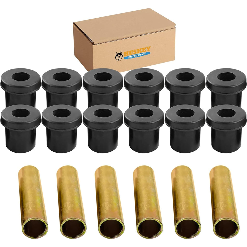 Huskey Ezgo Txt Golf Cart Rear Leaf Spring Bushing Kit With 6X Sleeves And 12X Bushings Made Of Long Lasting Rubber For 1996-Up.