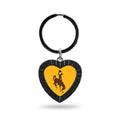 Rico Industries Ncaa Wyoming Cowboys Ncaa Rhinestone Heart Colored Keychain, Black, 3-Inches In Length
