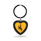 Rico Industries Ncaa Wyoming Cowboys Ncaa Rhinestone Heart Colored Keychain, Black, 3-Inches In Length