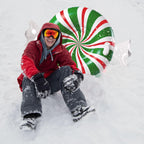 Bigmouth Inc Large 48'' Inflatable Snow Tube For Kids And Adults, Durable Winter Toy For Tubing & Sledding - Peppermint