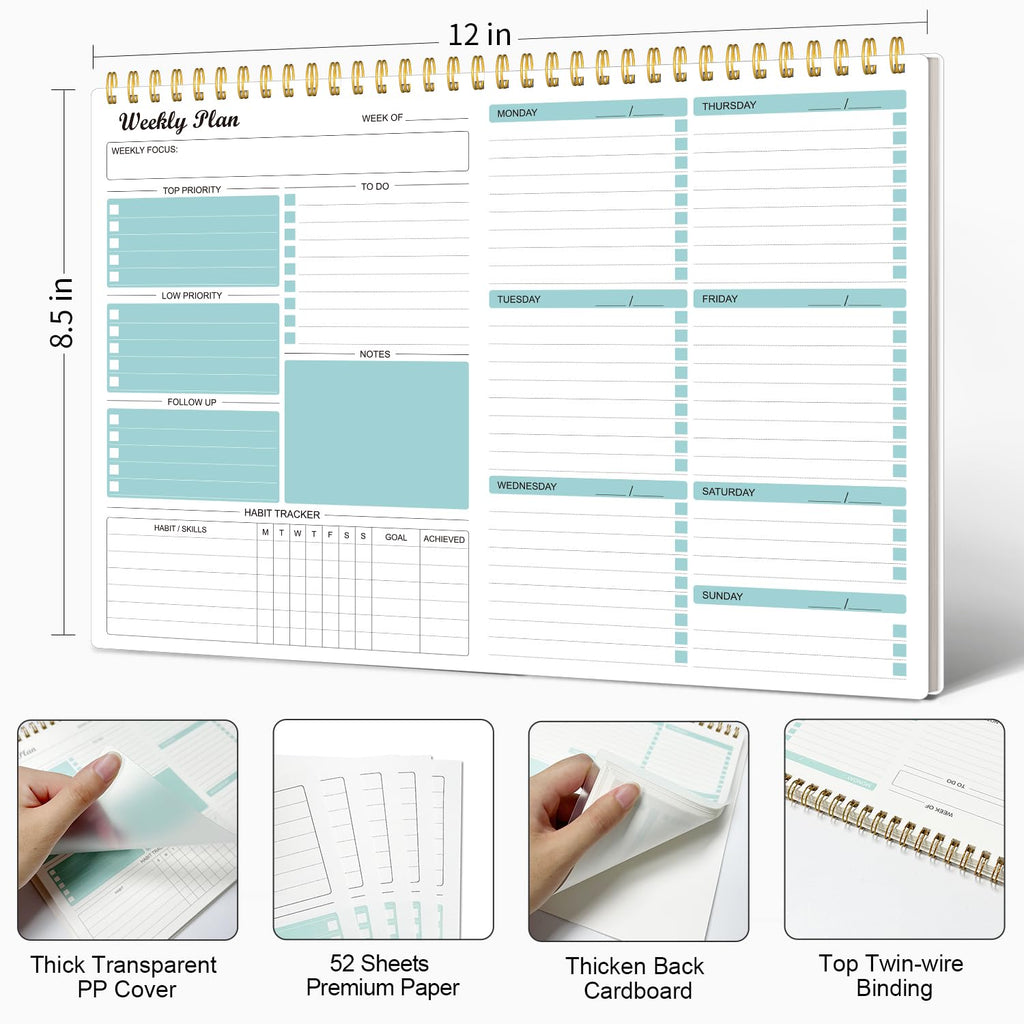 Weekly Planner Notepad Undated Weekly Goals Schedule Planner To Do List Notebook Planning Pad Calendars Organizers Habit Tracker